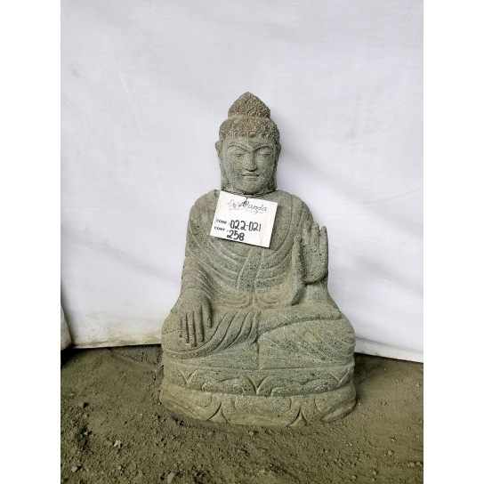Seated buddha volcanic rock outdoor garden statue abhayamudr? 50 cm