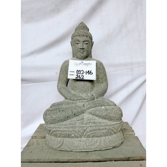 Seated buddha volcanic rock outdoor garden statue abhayamudr 50 cm