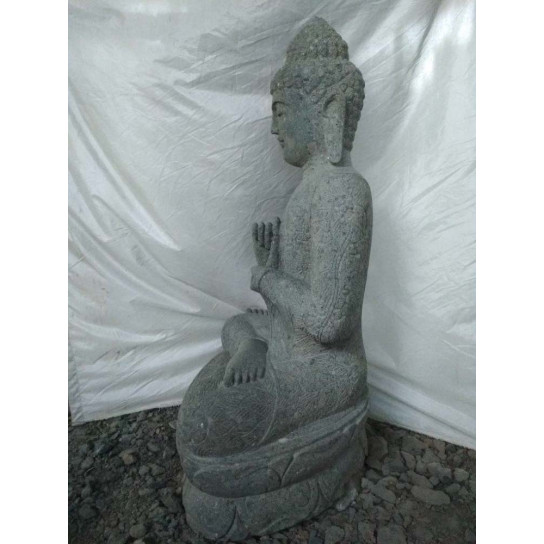Seated buddha volcanic rock outdoor garden statue chakra 120 cm