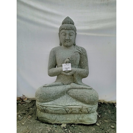Seated buddha volcanic rock outdoor garden statue chakra 120 cm