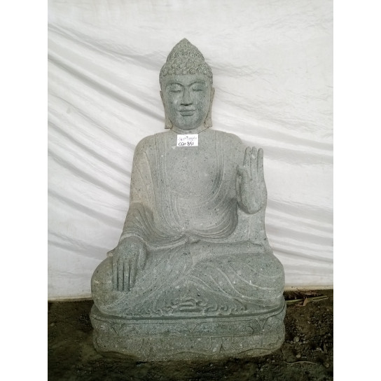 Seated buddha volcanic rock outdoor garden statue meditation 120 cm