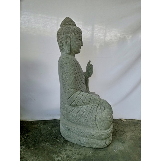 Seated buddha volcanic rock outdoor statue meditation pose 1 m