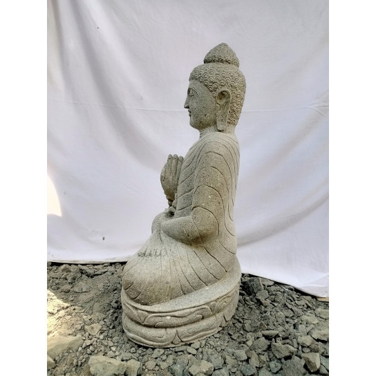 Seated stone buddha garden statue chakra pose with prayer beads 80 cm