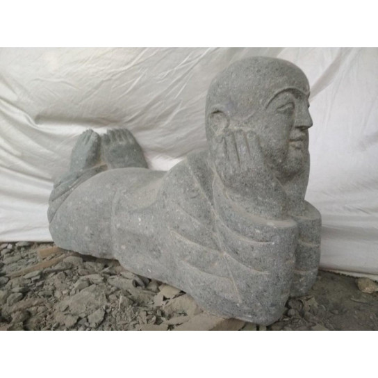Smiling monk stone garden statue 100 cm