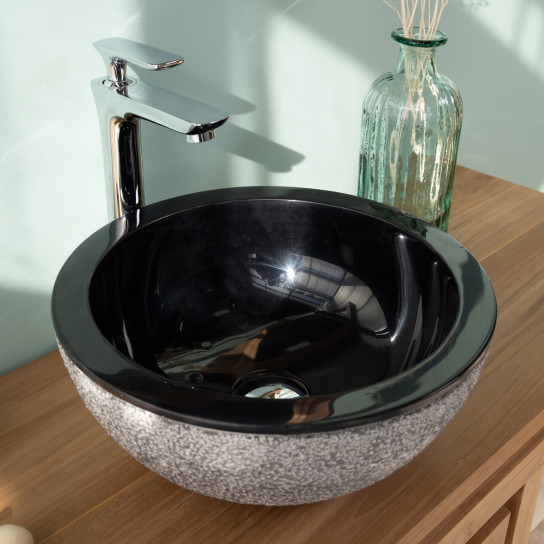 Stromboli black marble countertop basin 35 cm