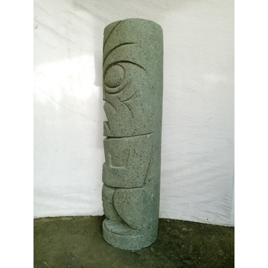 Tiki oceania statue in volcanic stone garden 1m