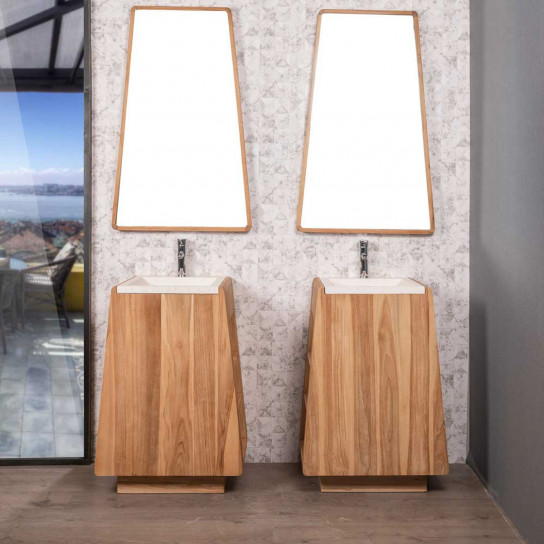 Tipi teak bathroom vanity unit with integrated sink 65 cm