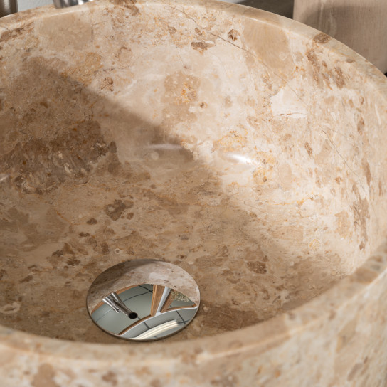 Ulysse round cream marble countertop bathroom sink 30 cm