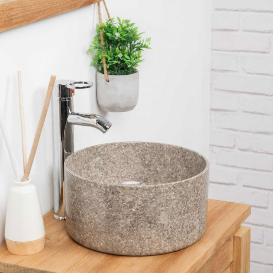Ulysse round grey marble bathroom sink 30 cm