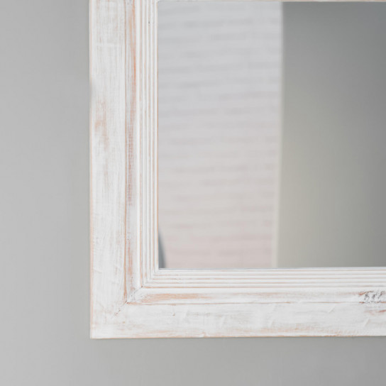 Venice white ceruse weathered-finish wood mirror 140 x 80 cm