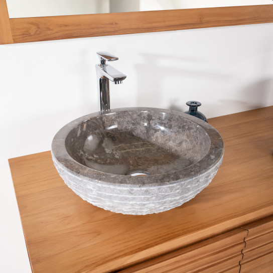 Vesuvius taupe grey stone bathroom sink 40 cm