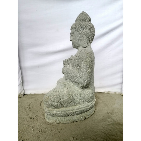 Volcanic rock seated buddha garden statue chakra pose 50 cm