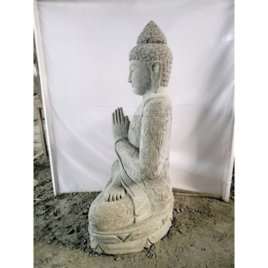 Volcanic stone garden statue of Buddha sitting in prayer position 1.20 m