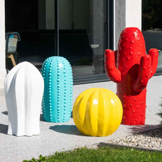 White cactus garden sculpture 70 cm
