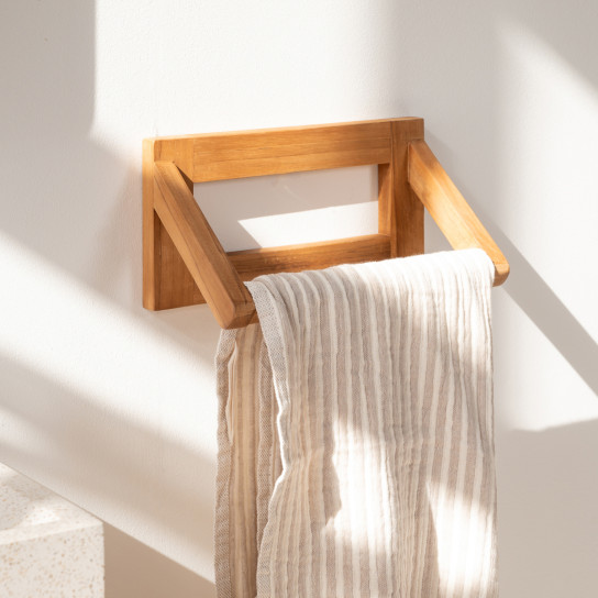 Wood wall-mounted towel holder