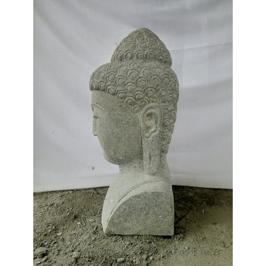 Zen buddha outdoor volcanic rock bust statue 70 cm