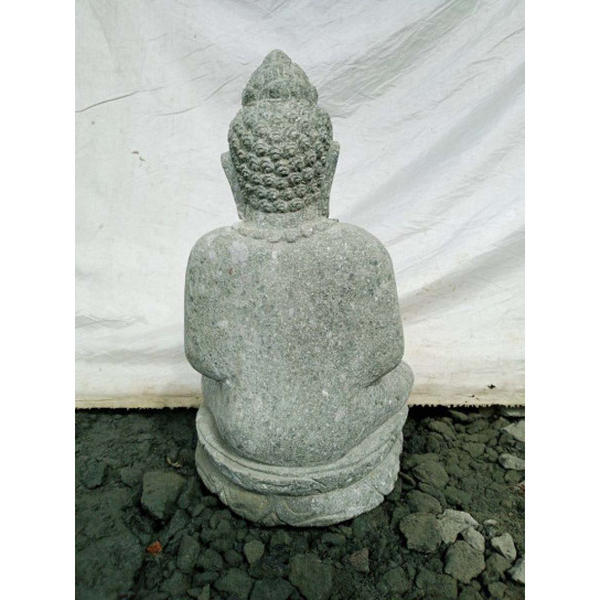 Zen buddha volcanic rock outdoor statue offering pose 50 cm