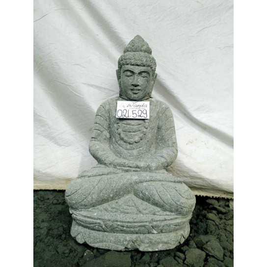 Zen buddha volcanic rock outdoor statue offering pose 50 cm