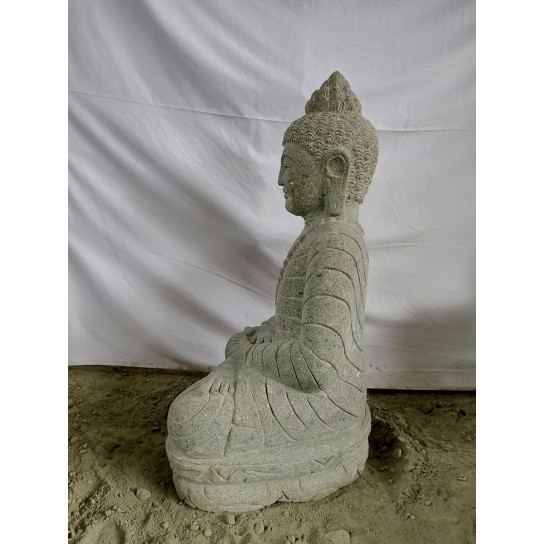 Zen garden Buddha statue sitting position meditation volcanic stone 80 cm