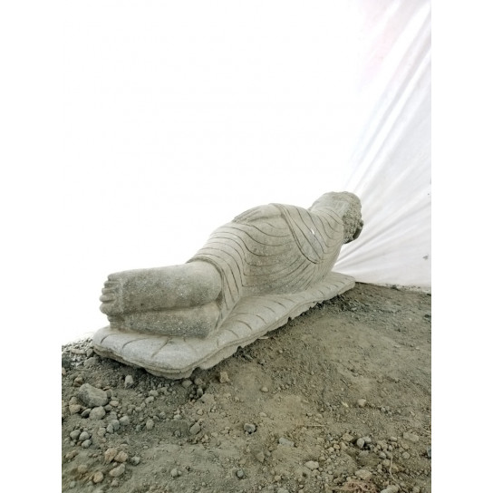 Zen garden statue of Buddha lying made of natural stone 1 m