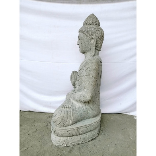 Zen garden statue seated Buddha of natural stone offering with rosary 1.20 m