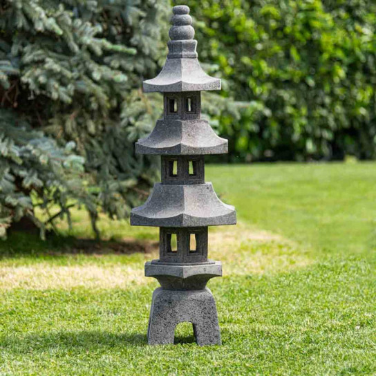Zen lava stone pagoda japanese garden lantern 100 cm