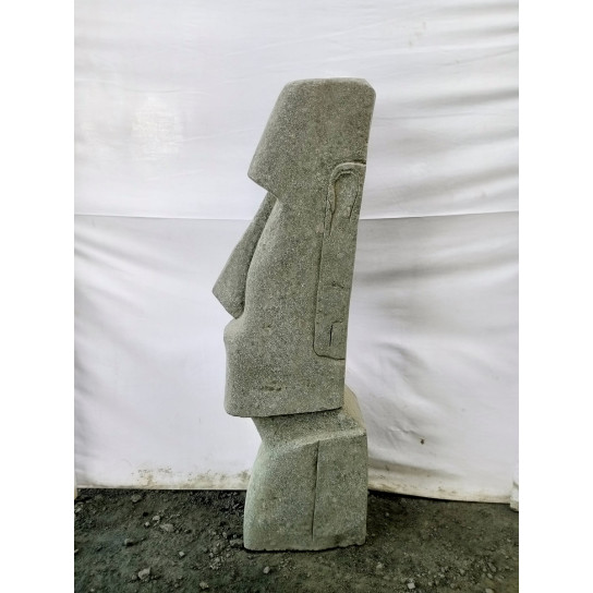 Zen moai elongated face volcanic rock garden statue 100 cm