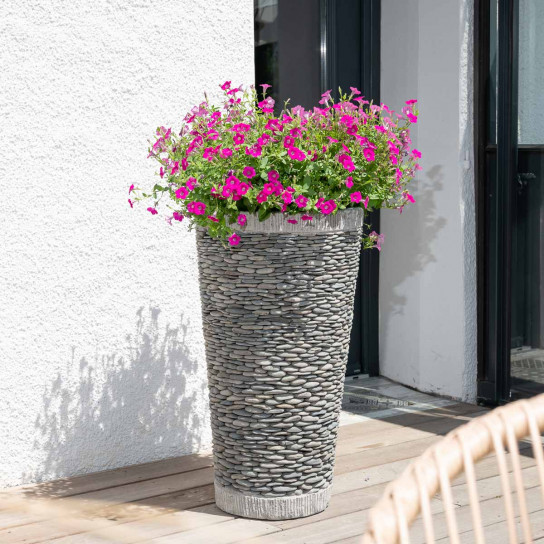 Zen outdoor pebble conical garden planter 80 cm