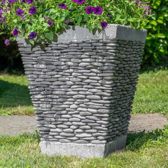 Zen outdoor pebble square garden planter 50 cm