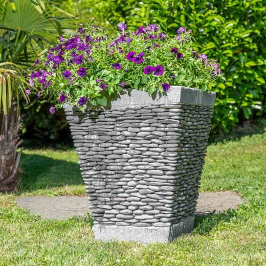 Zen outdoor pebble square garden planter 50 cm