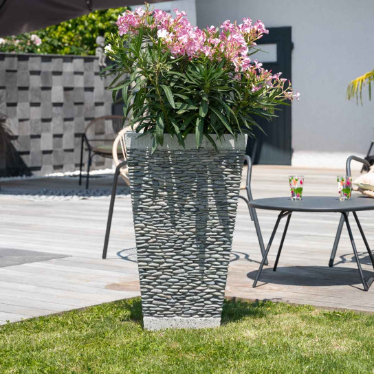 Zen outdoor pebble square garden planter 80 cm