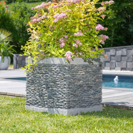 Zen pebble cube terrace garden planter 50 cm