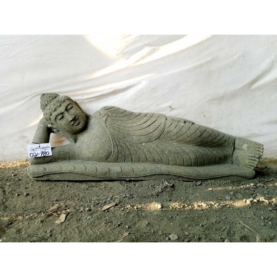 Zen reclining buddha outdoor volcanic rock statue 1 m