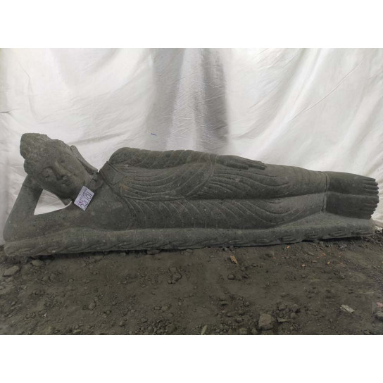 Zen reclining buddha outdoor volcanic solid rock statue 150 cm