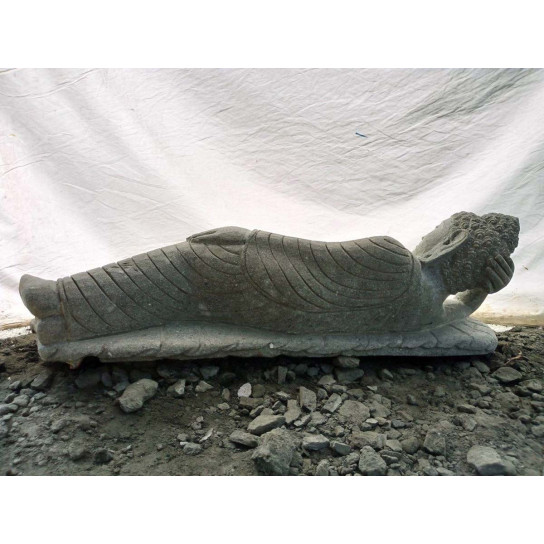Zen reclining buddha volcanic rock garden statue 120 cm