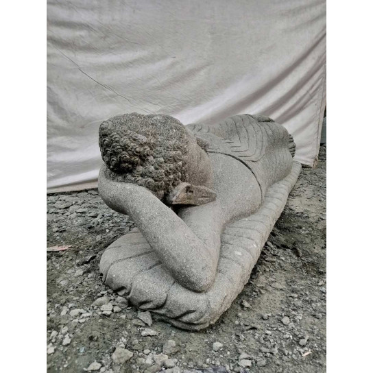 Zen reclining buddha volcanic rock garden statue 2 m