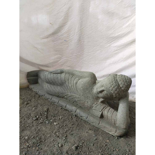 Zen reclining buddha volcanic rock statue 1 m