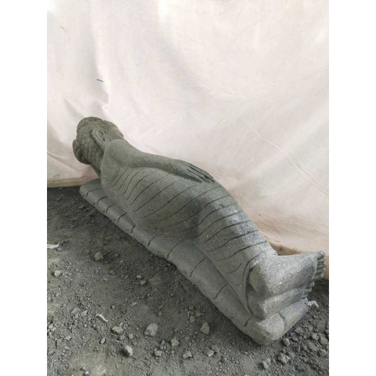 Zen reclining buddha volcanic rock statue 1 m