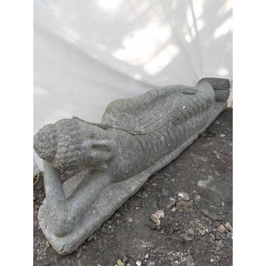 Zen reclining lava stone garden buddha 2 m