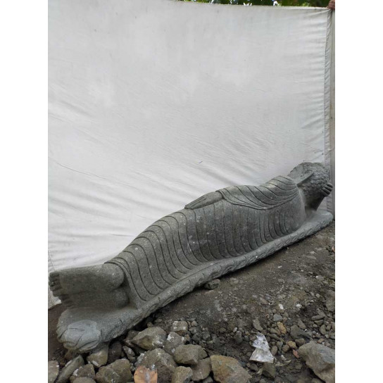 Zen reclining lava stone garden buddha 2 m