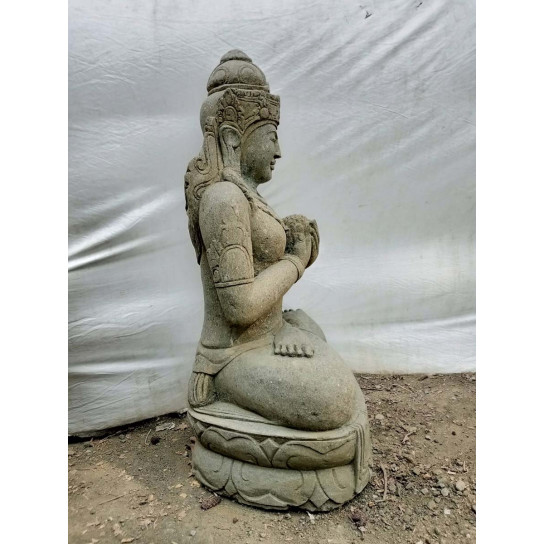 Zen seated balinese goddess garden statue flower 120 cm