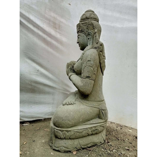 Zen seated balinese goddess garden statue flower 120 cm