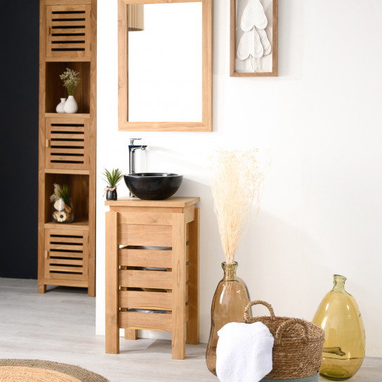 Zen small teak bathroom vanity unit 40 cm