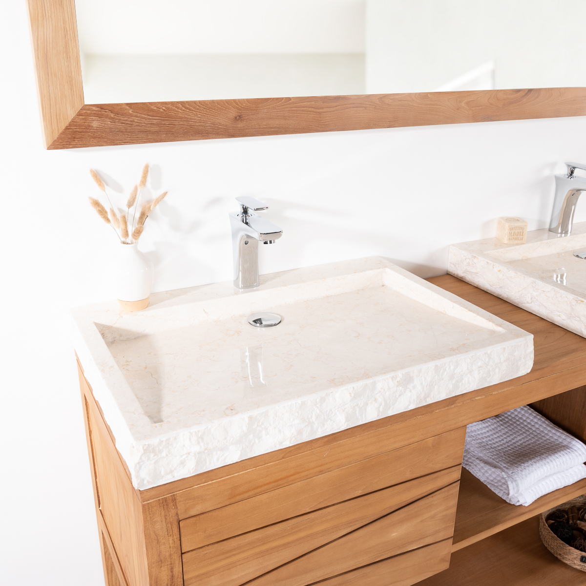 Double Sink 2 Marble Sinks Cosy, Solid Wood Double Bathroom Vanity Units Uk